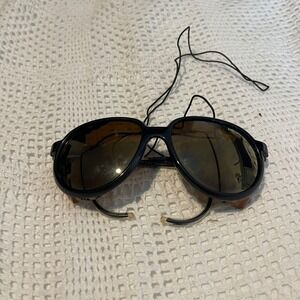 Bolle Acrylex Sunglasses Vintage Ski Goggles‎ Leather Side Shield Aviator